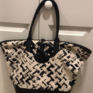 Longchamp ivory and black handbag